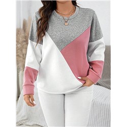 SHEIN LUNE Oversized Farbblock Lässig Sweatshirt für Frühling und Herbst, Reise Outfit Flughafen, Damenmode