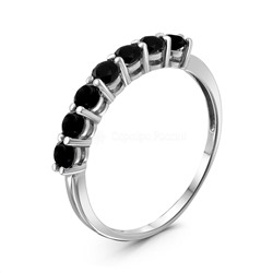 Кольцо из серебра с чёрной шпинелью родированное 925 пробы К-7208рс1216