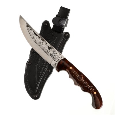 Нож кавказский, туристический "Печенег" с ножнами, сталь - 40х13, лакированный орех, 14 см