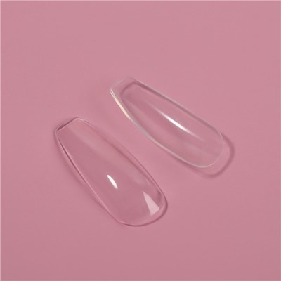 Типсы для ногтей, 100 шт, форма балерина, полное покрытие, в контейнере, цвет прозрачный