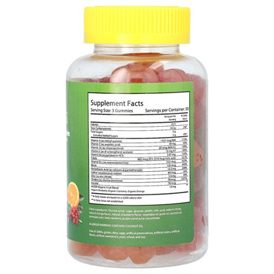 Noor Vitamins Мульти-жевательные конфеты для взрослых с органической фруктовой смесью, 90 жевательных конфет