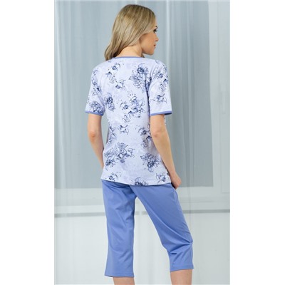 Комплект футболка с бриджами"Фусия голубая"