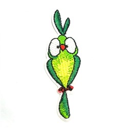 Термоаппликация "Попугай зеленый маленький" 8,5*3 см