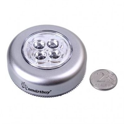 Фонарь SmartBuy Push Light, серебристый, 4 LED, 3XAAA (SBF-831-S)