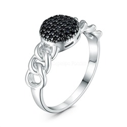 Кольцо из серебра с чёрной шпинелью родированное к150107рч416