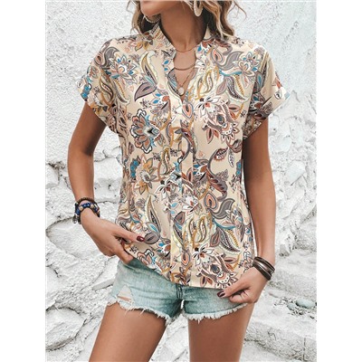 SHEIN VCAY Bluse mit Paisley Muster, Fledermausärmeln,