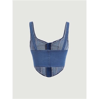 SHEIN Cami Denim Top mit Reißverschluss, Bandana Saum