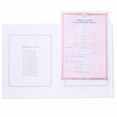 Папка для свидетельства о заключении брака «Розовая дымка», А4