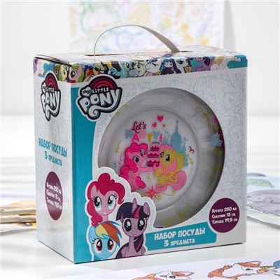 Набор Hasbro My Little Pony, 3 предмета: кружка 250 мл, салатник d=12,8 см, тарелка 19,3 см, в подарочной упаковке