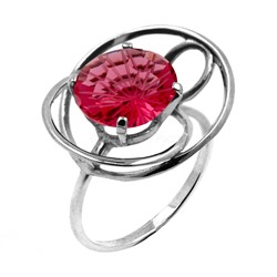 Кольцо из серебра с пл.кварцем цв.розовай родированное 925 пробы К-3014р