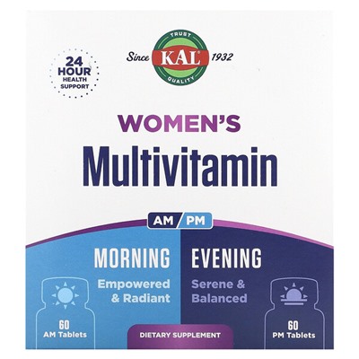 KAL Женские мультивитамины, утром и вечером, 2 упаковки, по 60 таблеток каждая