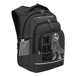 Рюкзак школьный, 40 х 25 х 22 см, Grizzly, эргономичная спинка, отделение для ноутбука, серый