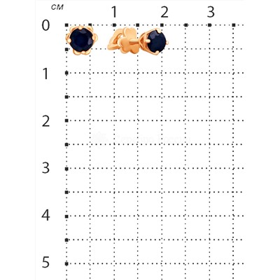 Серьги-пусеты из золочёного серебра с нат.сапфиром 925 пробы С-2451зс1108
