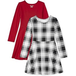 The Children's Place girls Long Sleeve Knit Fashion Skater Dress 2 Pack