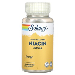 Solaray Ниацин с замедленным высвобождением, 250 мг, 100 растительных капсул