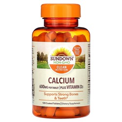 Sundown Naturals Кальций плюс витамин D3, 600 мг, 120 таблеток, покрытых оболочкой (300 мг на таблетку)
