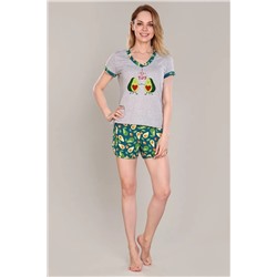 Комплект футболка+шорты - Авокадо - 365 - серый с зеленым