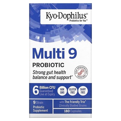 Kyolic Kyo-Dophilus, Multi 9 Пробиотик - 6 миллиардов КОЕ - 180 капсул - Kyolic