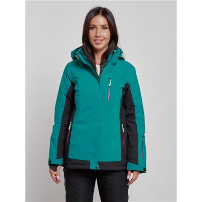 Горнолыжная куртка женская зимняя темно-зеленого цвета 3327TZ