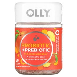 OLLY Пробиотик + пребиотик, персиково-персиковый, 30 жевательных конфет