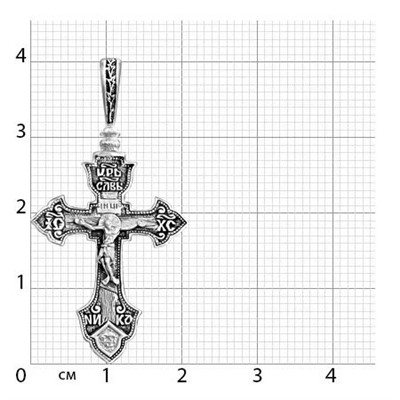 Крест (прп.Сергий Радонежский) из серебра частичное чернение литье