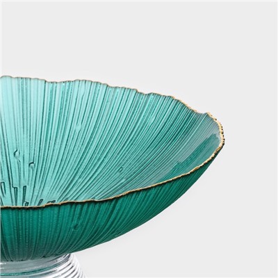 Ваза из стекла для фруктов Magistro «Фейерверк», 1,4 л, 25×10 см, цвет изумрудный