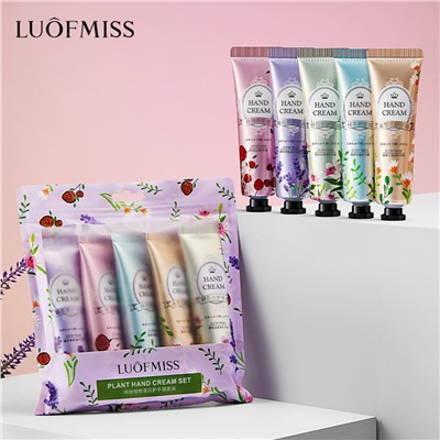 Набор парфюмированных кремов для рук с ЦВЕТОЧНЫМИ ароматами LUOFMISS Plant Hand Cream Set, 5 шт. * 30 гр.