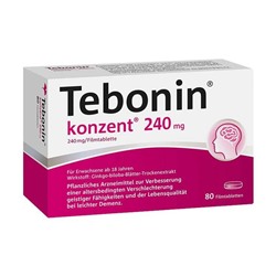 Tebonin konzent 240 mg 80st, Тебонин Для улучшения памяти и концентрации внимания 80 шт