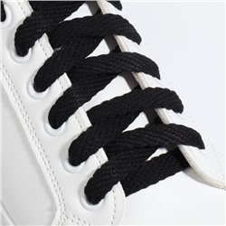 Шнурки для обуви, пара, плоские, 10 мм, 90 см, фасовка 25 шт, цвет чёрный