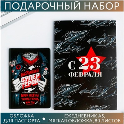 Набор «Всегда на высоте»: обложка для паспорта ПВХ и ежедневник А5 80 листов