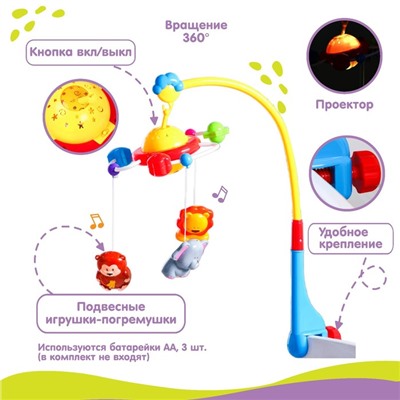 Мобиль музыкальный «Джунгли», с ночником