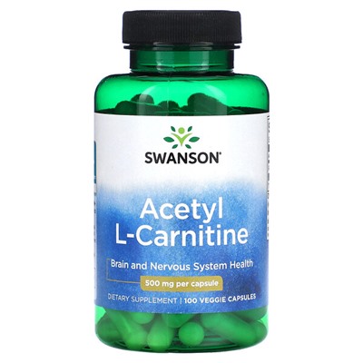 Swanson Ацетил L-Карнитин - 500 мг - 100 растительных капсул - Swanson