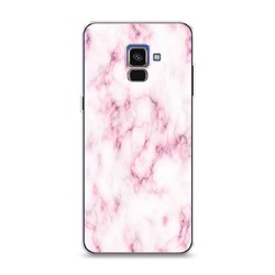 Силиконовый чехол Мрамор с розовым на Samsung Galaxy A8 2018