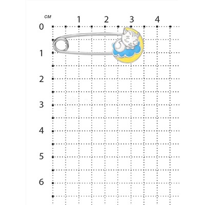 Булавка из серебра с эмалью родированная - Кошки БЛК-00р