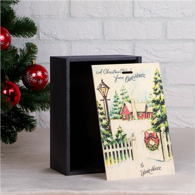 Коробка подарочная "Зимний вечер", серая, 20×30×12 см