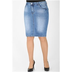 Юбка джинсовая больших размеров женская с потертостями