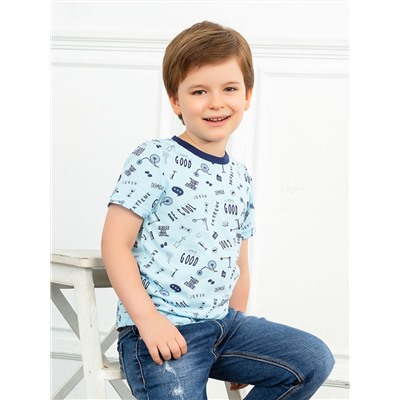 Голубая футболка с самокатами "Лето 2020" для мальчика (4100510)