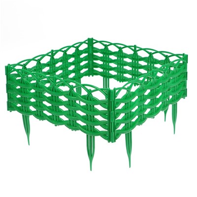 Ограждение декоративное, 25 × 300 см, 8 секций, пластик, зелёное, «Ивушка»
