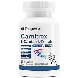 Trexgenics L-Carnitine L Tartrate Vegan & Gluten Free CARNIPURE (Lonza, Switzerland) L-Carnitine L-Tartrate 735mg (60 Veg. Capsules)