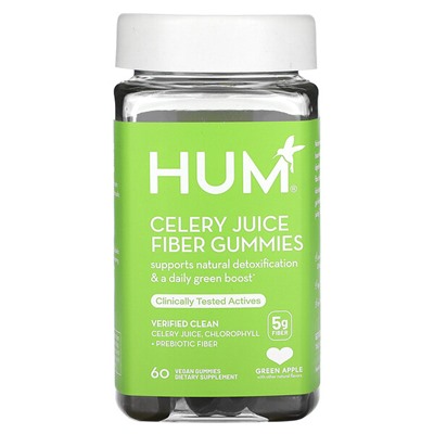HUM Nutrition Жевательные конфеты с клетчаткой из сока сельдерея, зеленое яблоко, 5 г, 60 веганских жевательных конфет