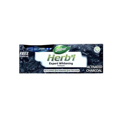 Зубная паста Herbl Expert Whitening с Углем + зубная щетка, (Dabur), 150 гр