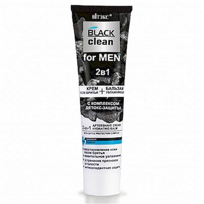 Крем после бритья+Бальзам Black Clean for men 2в1 увлажняющий 100мл Витэкс/20/М