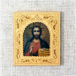 Икона Христа Спасителя малая в берестяном окладе