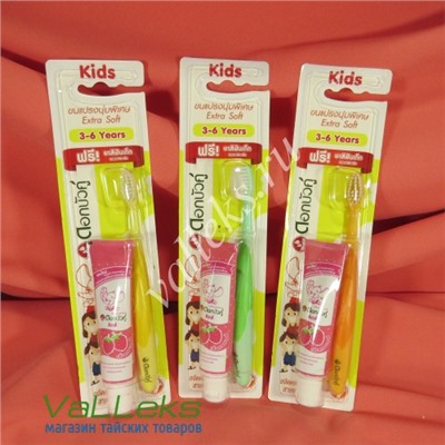 Набор детская зубная паста и щетка для детей 3-6 лет Twin Lotus