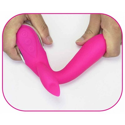 Вибромассажер с клиторальным стимулятором "Massage stick", зарядка от USB, розовый