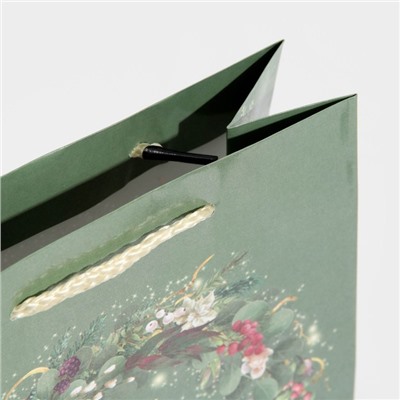Пакет ламинированный вертикальный «Новогодний венок», MS 18 × 23 × 8 см