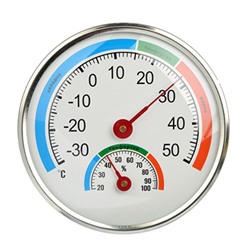 Термометр круглый, измерение влажности воздуха, блистер, 12,5см, пластик, металл(473-054)