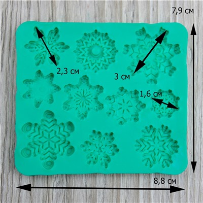 Силиконовый молд Снежинки ассорти