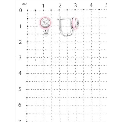 Серьги из серебра с керамикой и куб. цирконием родированные