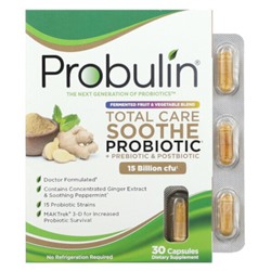 Probulin Total Care Soothe Пробиотик + Пребиотик и Постбиотик, 15 миллиардов КОЕ, 30 капсул